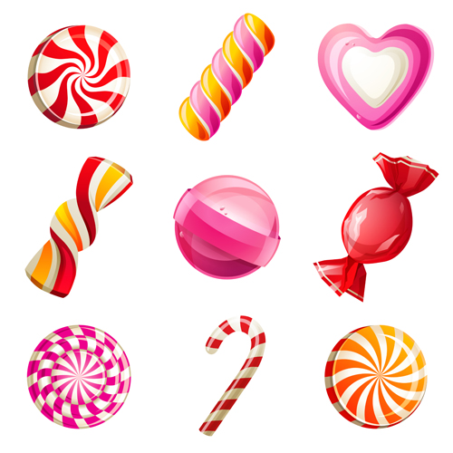 Shiny colored sweet icons vector