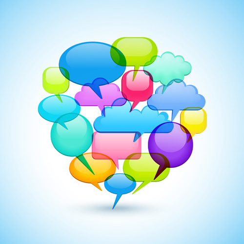 Social icons and Speech Bubbles vector 01