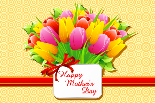 Spring flower elements Greeting Cards vector 02