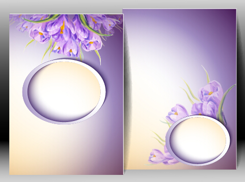 Spring flowers cards set vector 08