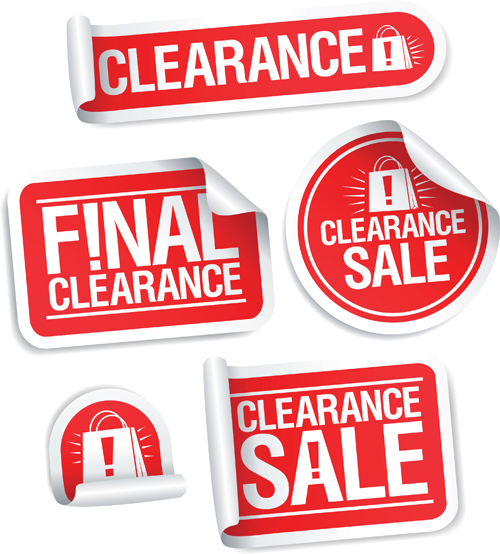 Color discount Stickers design vector graphics 01