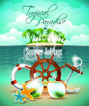 Summer holiday flyer template vector 02