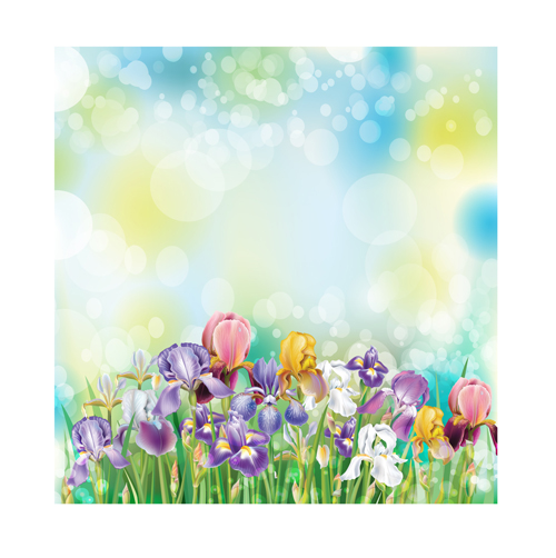 Summer sunlight and flowers design vector 01