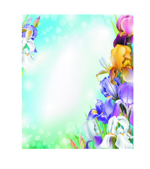 Summer sunlight and flowers design vector 02