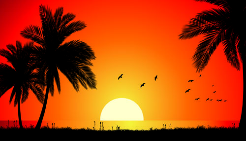 capes beautiful vector background 03 Sunset landscapes beautiful vector background 03