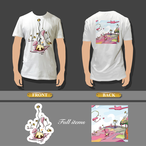 T shirt front and back creative design vector set 02