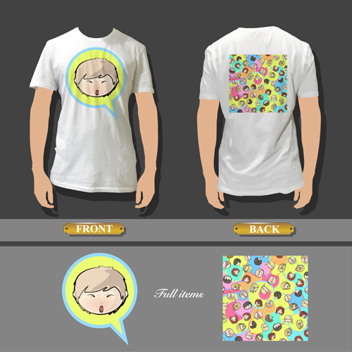 T shirt front and back creative design vector set 03