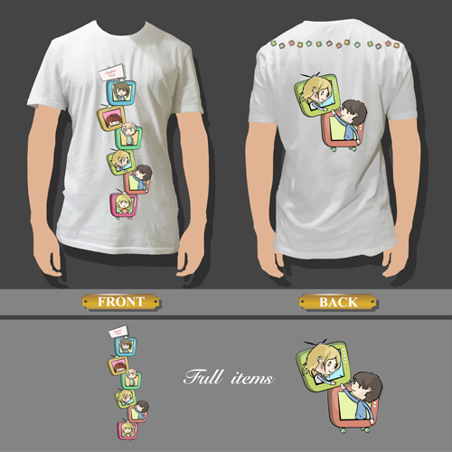 T shirt front and back creative design vector set 05