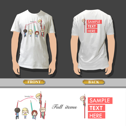 T shirt front and back creative design vector set 07