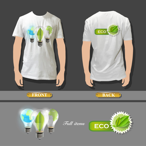 T shirt front and back creative design vector set 12