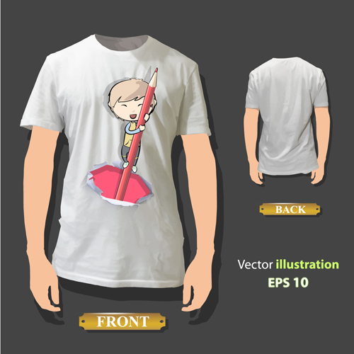 T shirt front and back creative design vector set 16