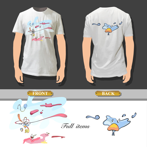 T shirt front and back creative design vector set 17
