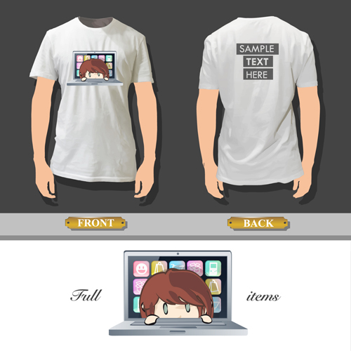 T shirt front and back creative design vector set 19