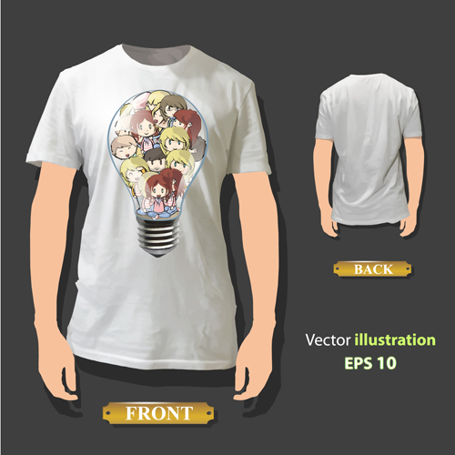 T shirt front and back creative design vector set 20