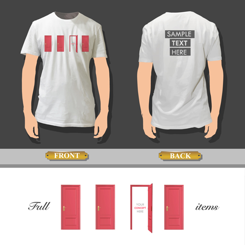 T shirt front and back creative design vector set 21