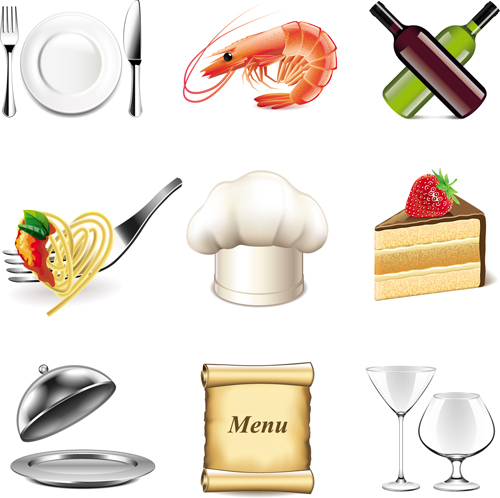 Tableware icons food 