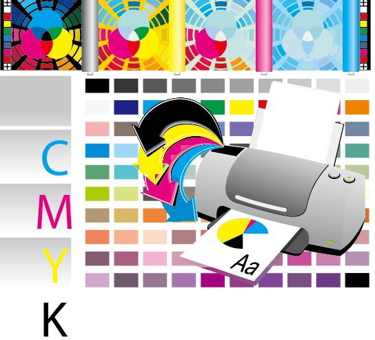Printer CMYK design vector 01