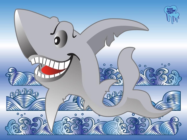 vector cartoon shark 