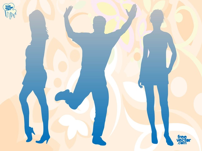 People Blue Silhouettes free cector