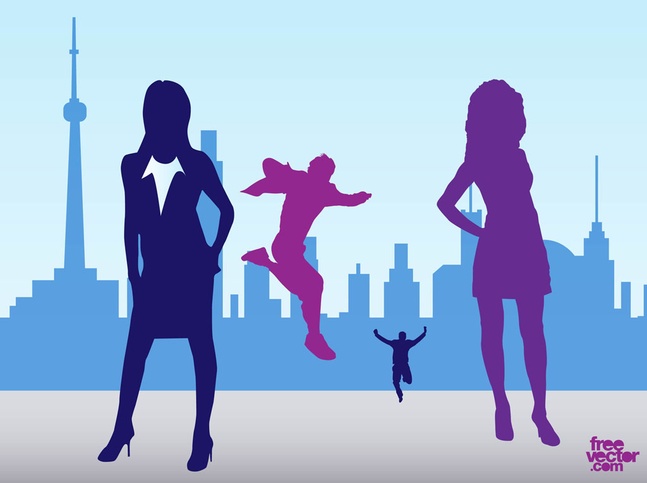 City People Silhouettes free cector