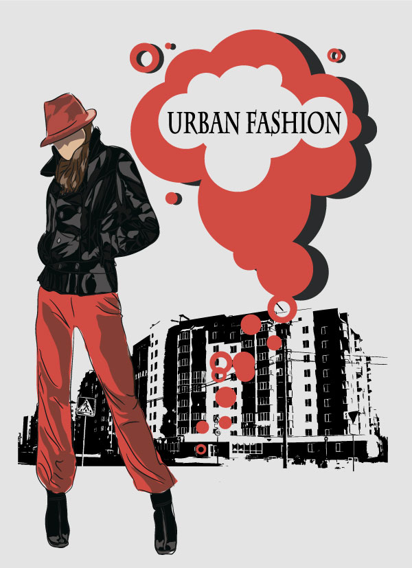 Fashion People Illustration free vector 01