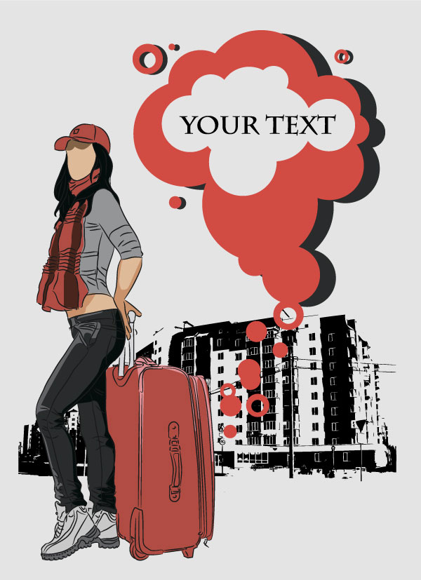 Fashion People Illustration free vector 02