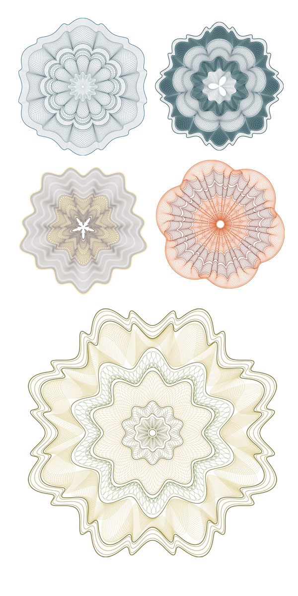 A variety of security pattern shading vector
