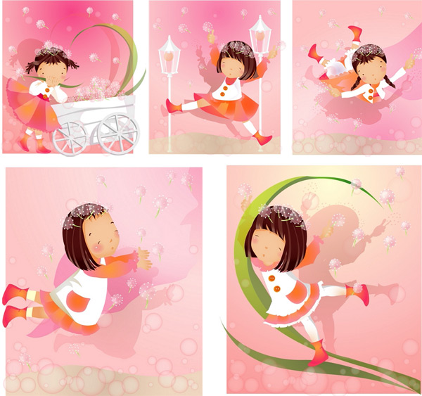 Elements of girl dandelion style Vector