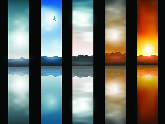 lakes and mountains banner background Vector