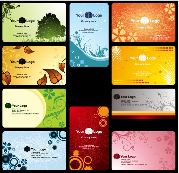 Leaves Floral business card Vector Graphic