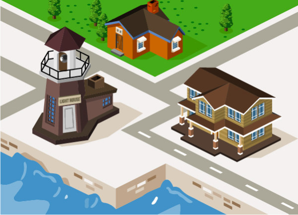 3D city building model vector set 01