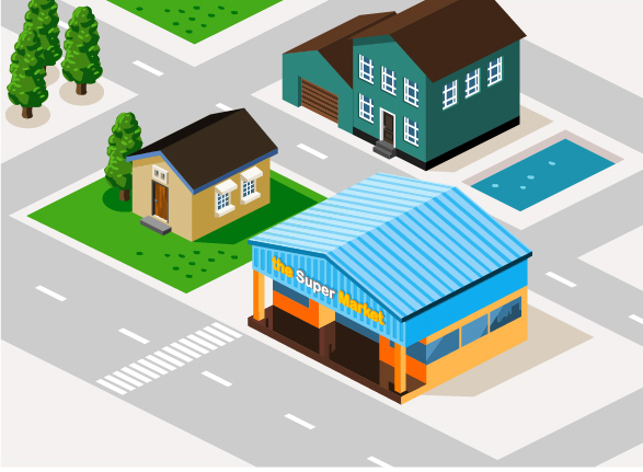 3D city building model vector set 02