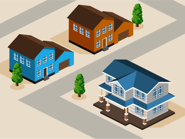 3D city building model vector set 04