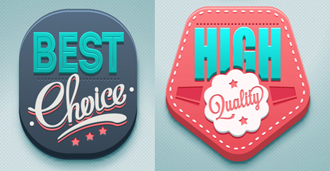 3D high quality labels vector