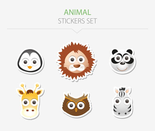 Animal stickers set vector 01 Animal stickers set vector 01