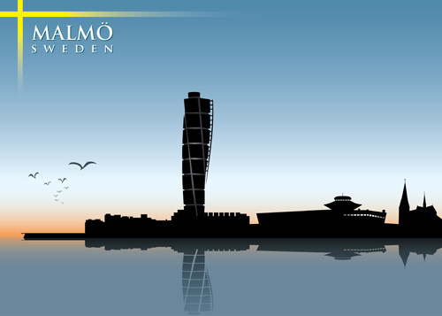 aterfront city scenery vector set 01 Beautiful waterfront city scenery vector set 01