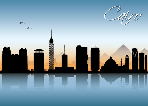 aterfront city scenery vector set 04 Beautiful waterfront city scenery vector set 04