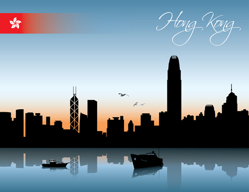 aterfront city scenery vector set 05 Beautiful waterfront city scenery vector set 05