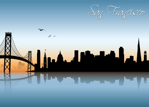 aterfront city scenery vector set 07 Beautiful waterfront city scenery vector set 07