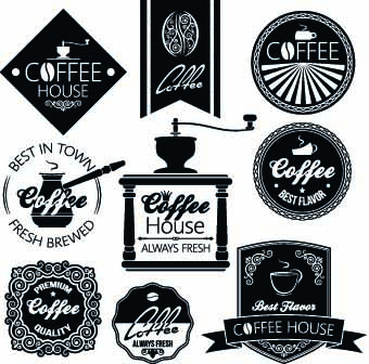 Black and white coffee labels vector