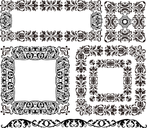 vector material material frames floral border black 