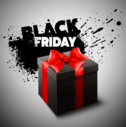 Black friday gift box with grunge background vector