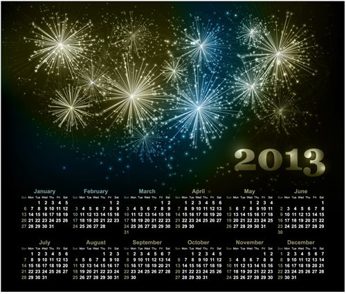 Sparkling Black style Calendars 2013 vector 02