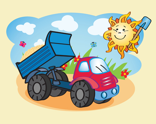 Cartoon funny car design vector 01