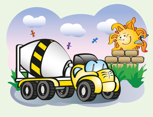 Cartoon funny car design vector 02