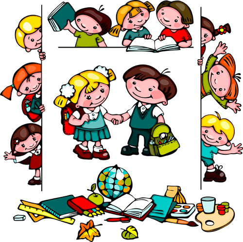 chool children cute design vector 02 Cartoon school children cute design vector 02