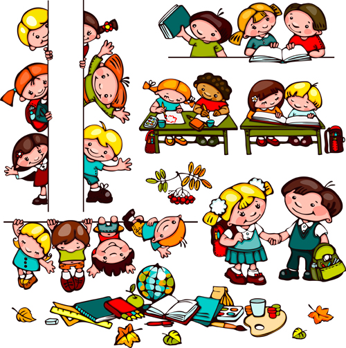 chool children cute design vector 04 Cartoon school children cute design vector 04