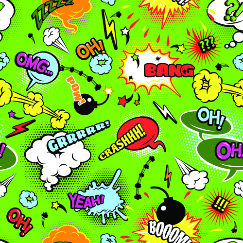 Cartoon text cloud vectors seamless pattern