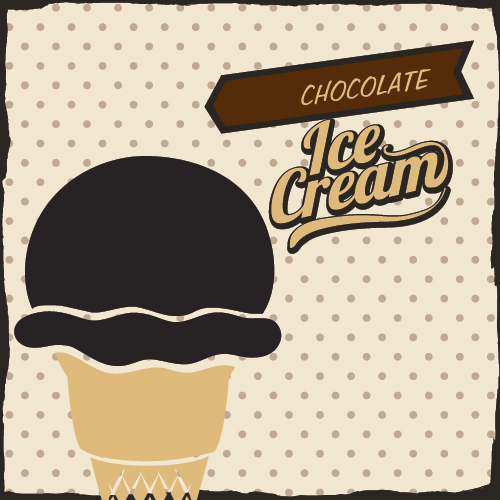 Chocolate ice cream vintage cards vectors set 03
