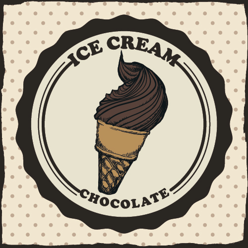 Chocolate ice cream vintage cards vectors set 10